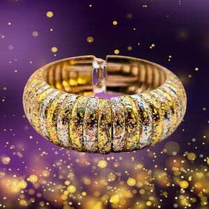 Hand-Finished Gold & Silver Glitter Clamp Cuff Bracelet – Vintage Revival